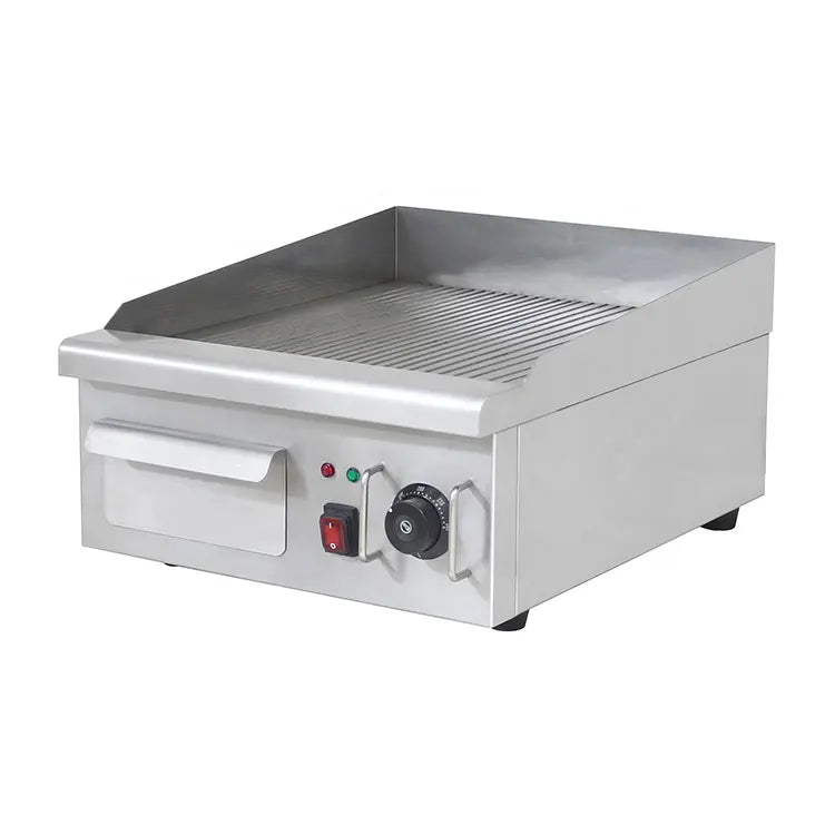 Plaque de barbecue électrique professionnelle en acier inoxydable, tout rainuré, en fonte