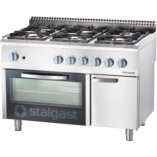 Cuisinière à gaz 6 brûleurs avec four à gaz 32.5 + 5 kw, g20 - 9711110 - Stalgast