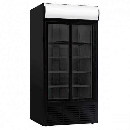 Frigo vitrine double portes coulissantes