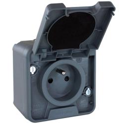 EURO'OHM OXXO Prise électrique étanche saillie 2P+T grisIP55