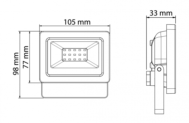 Projecteur 10w noir 4000k led