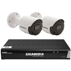 Gigamedia Kit vidéo surveillance 5MP 2 caméras + 1 NVR PoE 4 canaux + 1 To HDD