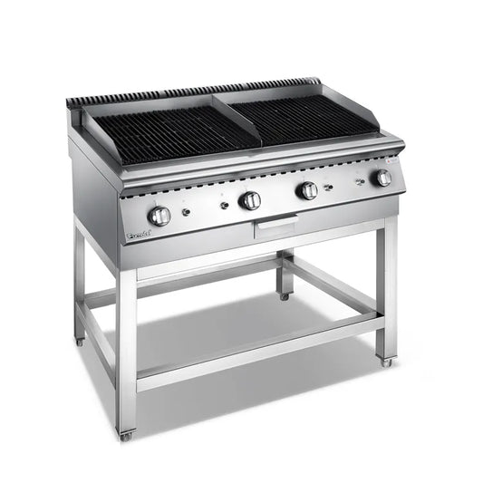 Grill Commercial en acier inoxydable, pierre de lave, 40 l