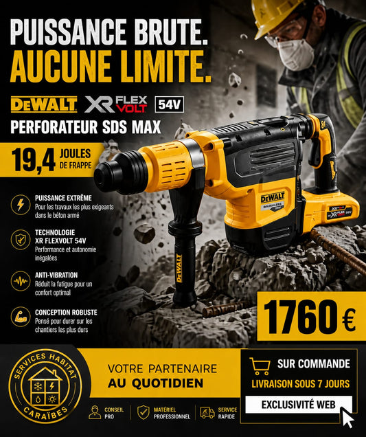 Perforateur SDS-Max XR Flexvolt 54V DEWALT 19,4J