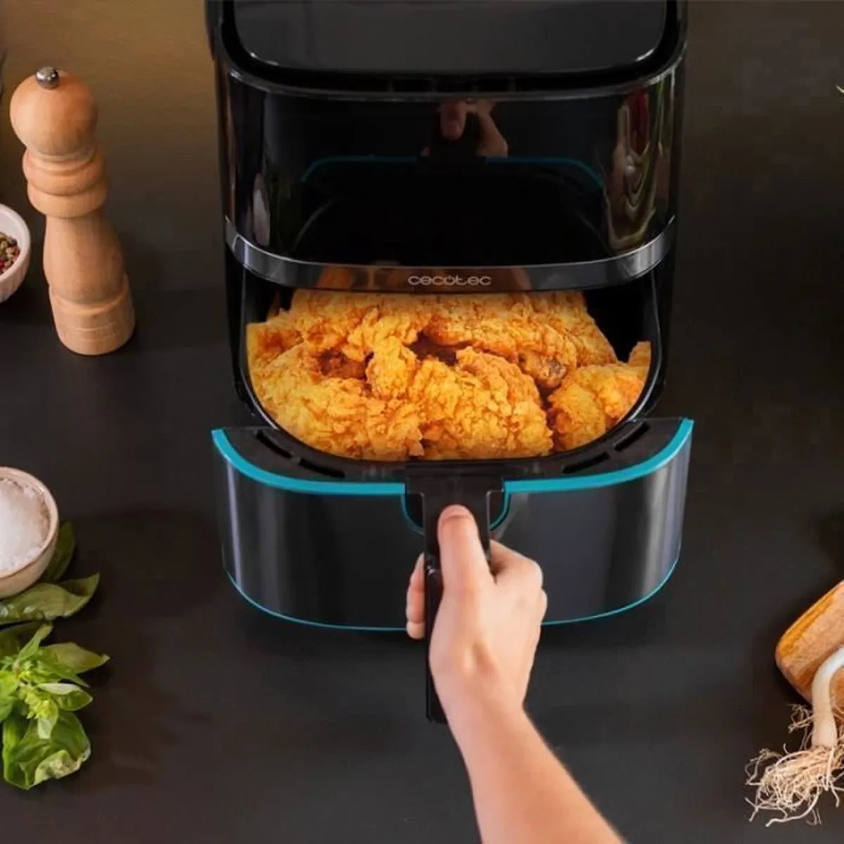 Friteuse à air chaud sans huile - Cecotec Cecofry Full InoxBlack 5500 Pro 5,5 L - 1700W - Noir