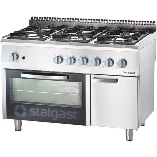 Cuisinière à gaz 6 brûleurs avec four à gaz 32.5 + 5 kw, g20 - 9711110 - Stalgast