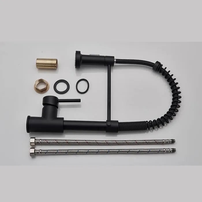 JULLYBATHEVY Robinet de Cuisine Noir - Évier de Cuisine - Rotation à 360° - Pulvérisateur Extractible à 2 Modes - Robinet Mitigeur