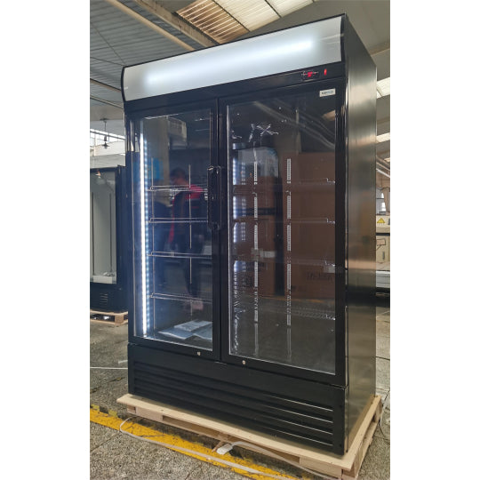 Frigo Vitrine à Boissons Double Portes Full Black - IceShop
