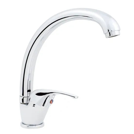 Robinet mitigeur d'évier bec en S orientable - SANIVERRE - NANO - Pivotant - Monotrou - Chromé