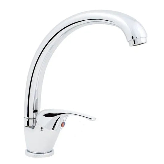 Robinet mitigeur d'évier bec en S orientable - SANIVERRE - NANO - Pivotant - Monotrou - Chromé