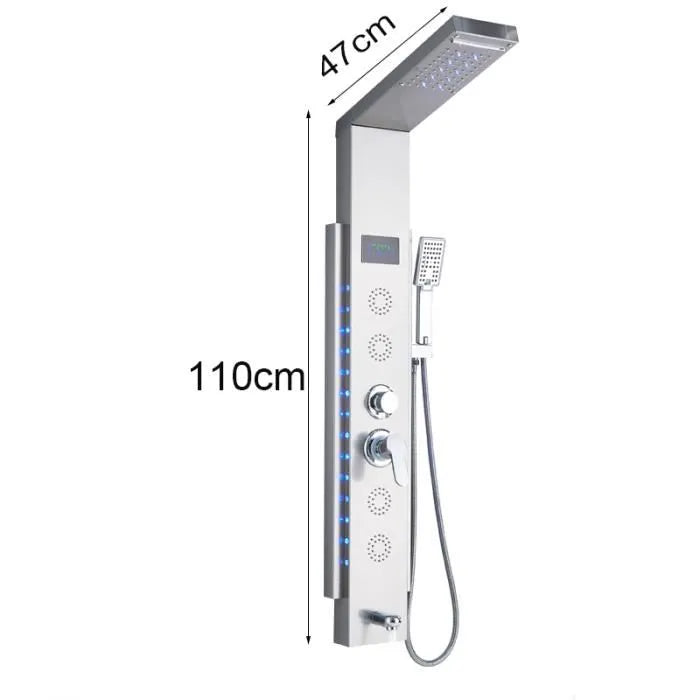 Panneau Colonne de Douche Hydromassante en Acier Inox avec Micro-jets de Massage Panneau écran Affichage LCD