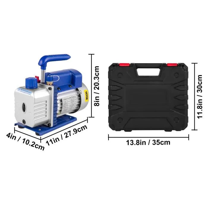 Pompe à vide - VEVOR - Climatisation Frigoriste Mono-étage - 1/3 HP - 1720 tr-min