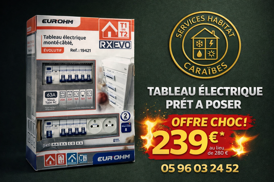 EUR'OHM 2 rangées monté-cablé evolutif pour T1/T2