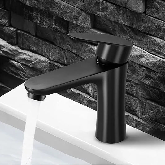 Robinet Lavabo Noir en Acier Inox 304 , Mitigeur Lavabo avec Aérateur Démontable, Salle de Bain Mat à Eau Froide et Chaude