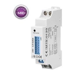 Compteur modulaire monophasé 230V - 40A certifié MID avec afficheur digital et sortie impusionnelle