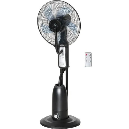 Ventilateur brumisateur sur roulettes - oscillant, inclinable silencieux 90 W avec télécommande - 3 modes 3 vitesses - gris noir